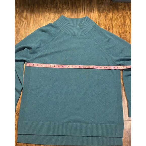 L.L Bean Cyan 100% Cashmere Mockneck Sweater sz XL Cozycore soft Knit high-low - Picture 4 of 7